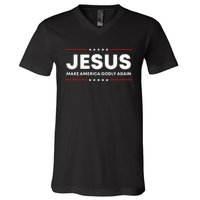 Make America Godly Again for Patriotic Christians V-Neck T-Shirt