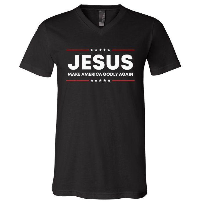 Make America Godly Again for Patriotic Christians V-Neck T-Shirt