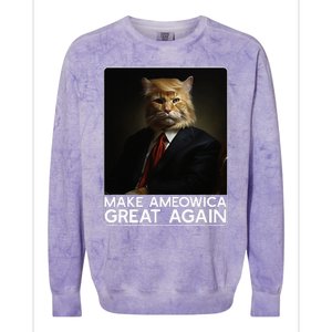 Make Ameowica Great Again Funny Donald Trump Cat Meme Colorblast Crewneck Sweatshirt