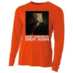 Make Ameowica Great Again Funny Donald Trump Cat Meme Cooling Performance Long Sleeve Crew