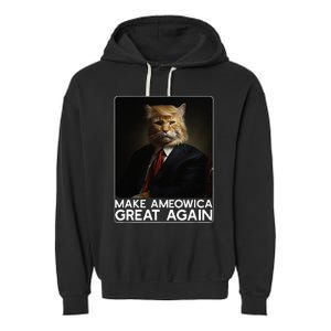 Make Ameowica Great Again Funny Donald Trump Cat Meme Garment-Dyed Fleece Hoodie