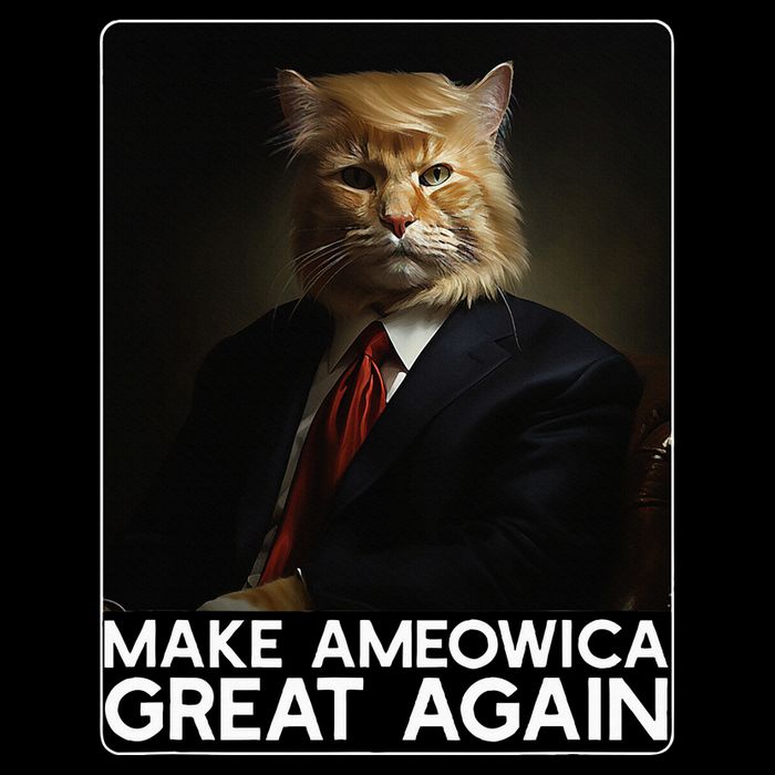 Make Ameowica Great Again Funny Donald Trump Cat Meme Flat Bill Trucker Hat