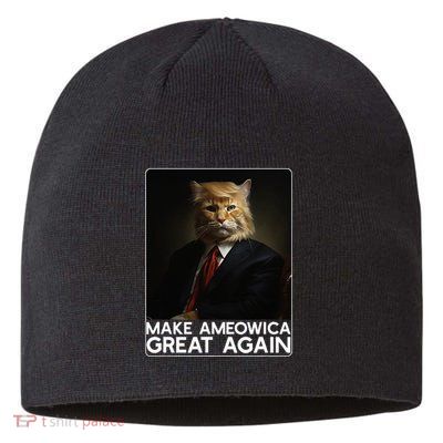 Make Ameowica Great Again Funny Donald Trump Cat Meme Sustainable Beanie