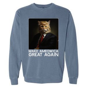 Make Ameowica Great Again Funny Donald Trump Cat Meme Garment-Dyed Sweatshirt