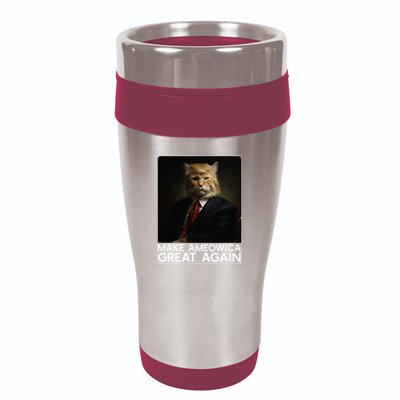 Make Ameowica Great Again Funny Donald Trump Cat Meme 16oz Travel Tumbler