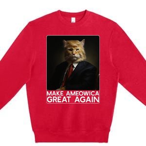 Make Ameowica Great Again Funny Donald Trump Cat Meme Premium Crewneck Sweatshirt