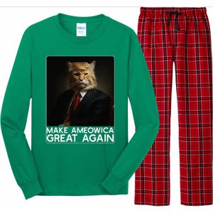 Make Ameowica Great Again Funny Donald Trump Cat Meme Long Sleeve Pajama Set