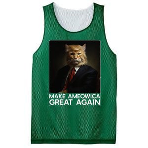 Make Ameowica Great Again Funny Donald Trump Cat Meme Mesh Reversible Basketball Jersey Tank