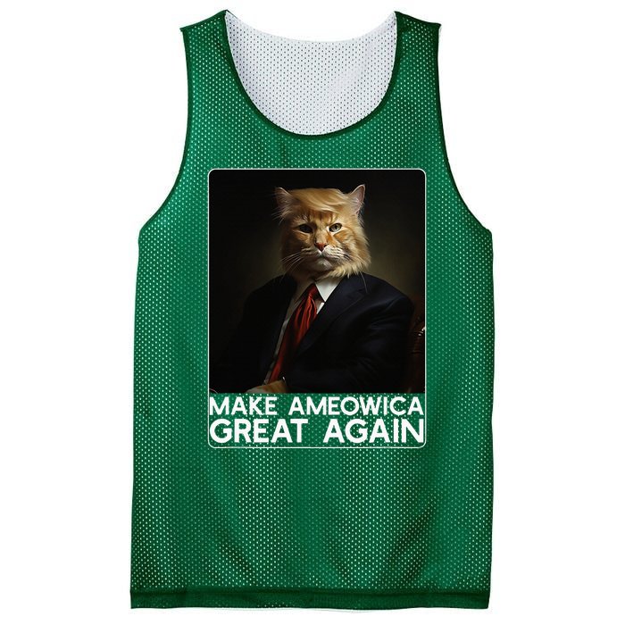 Make Ameowica Great Again Funny Donald Trump Cat Meme Mesh Reversible Basketball Jersey Tank