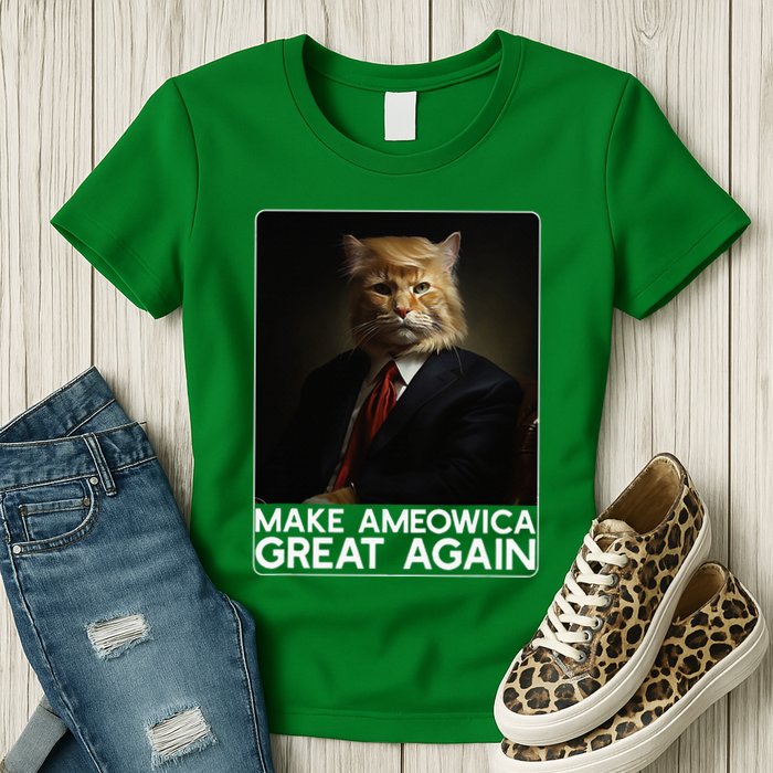 Make Ameowica Great Again Funny Donald Trump Cat Meme Womens T-Shirt