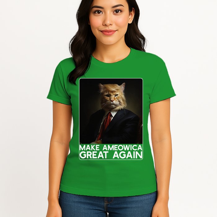 Make Ameowica Great Again Funny Donald Trump Cat Meme Womens T-Shirt