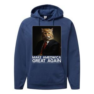 Make Ameowica Great Again Funny Donald Trump Cat Meme Performance Fleece Hoodie