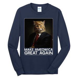 Make Ameowica Great Again Funny Donald Trump Cat Meme Tall Long Sleeve T-Shirt