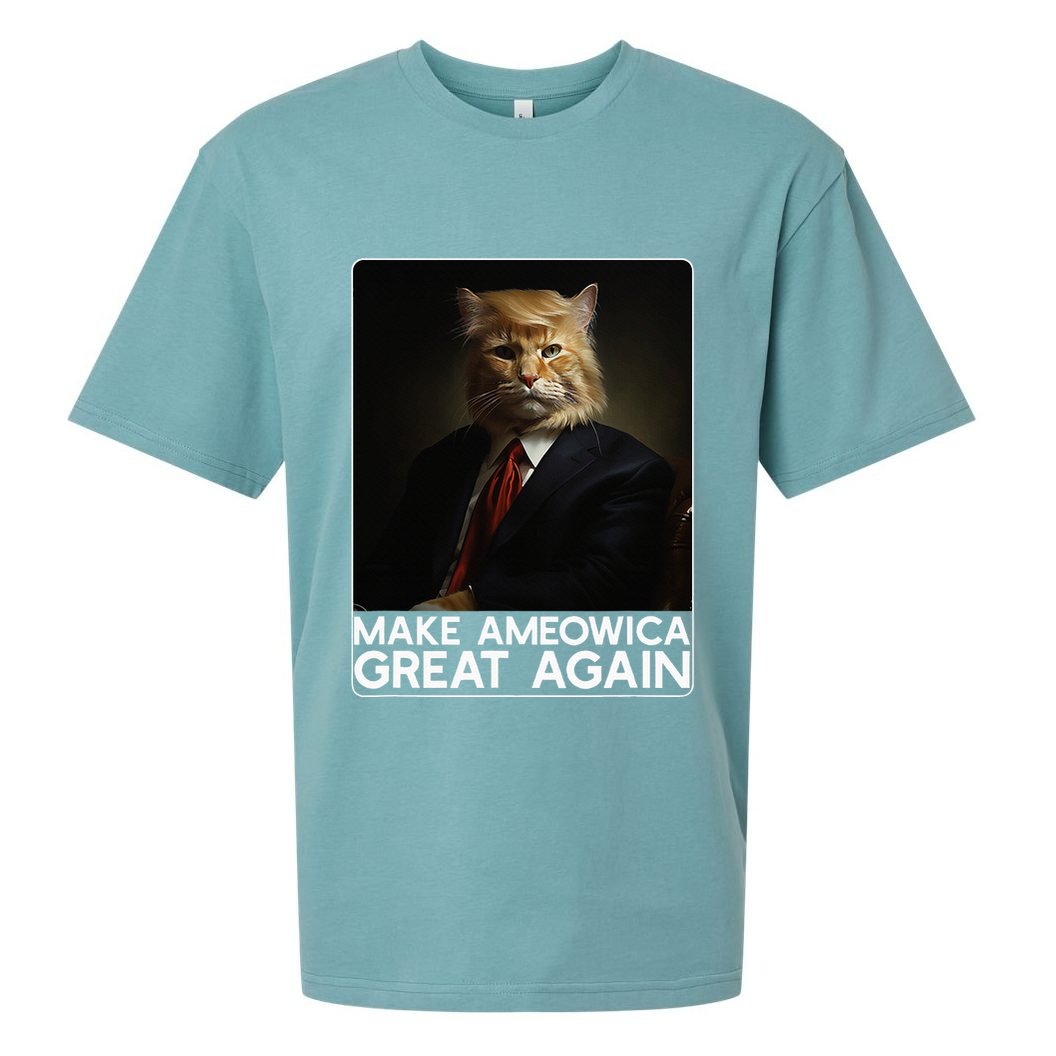 Make Ameowica Great Again Funny Donald Trump Cat Meme Sueded Cloud Jersey T-Shirt