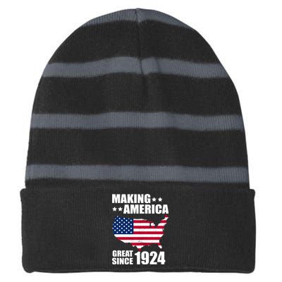 Making America Great Since 1924 Birthday Striped Beanie with Solid Band