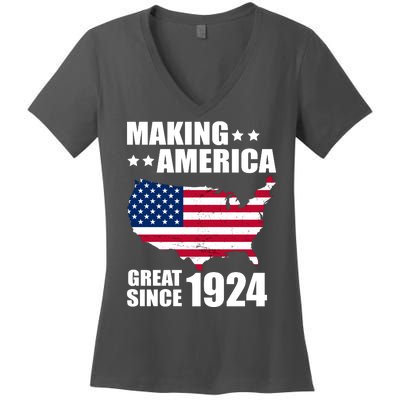 Making America Great Since 1924 Birthday Women's V-Neck T-Shirt