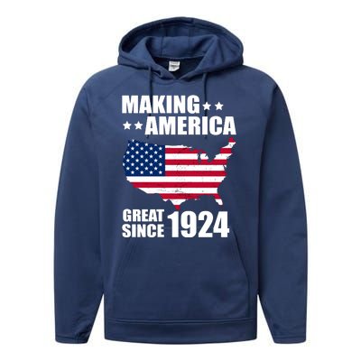 Making America Great Since 1924 Birthday Performance Fleece Hoodie