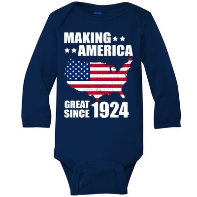 Making America Great Since 1924 Birthday Baby Long Sleeve Bodysuit