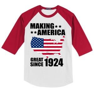 Making America Great Since 1924 Birthday Kids Colorblock Raglan Jersey