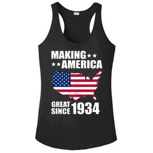 Making America Great Since 1934 Birthday Ladies PosiCharge Competitor Racerback Tank