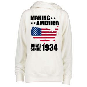 Making America Great Since 1934 Birthday Womens Funnel Neck Pullover Hood