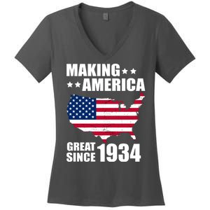 Making America Great Since 1934 Birthday Women's V-Neck T-Shirt