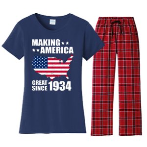 Making America Great Since 1934 Birthday Women's Flannel Pajama Set