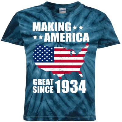 Making America Great Since 1934 Birthday Kids Tie-Dye T-Shirt