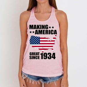 Making America Great Since 1934 Birthday Women's Knotted Racerback Tank