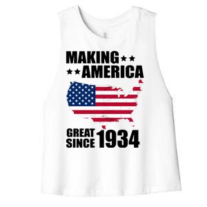 Making America Great Since 1934 Birthday Women's Racerback Cropped Tank