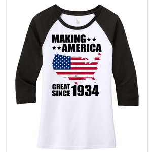 Making America Great Since 1934 Birthday Women's Tri-Blend 3/4-Sleeve Raglan Shirt