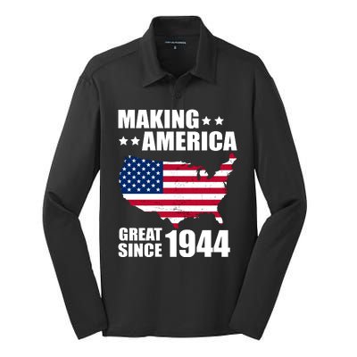 Making America Great Since 1944 Birthday Silk Touch Performance Long Sleeve Polo