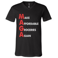 Make Affordable Groceries Again M.A.G.A Design V-Neck T-Shirt