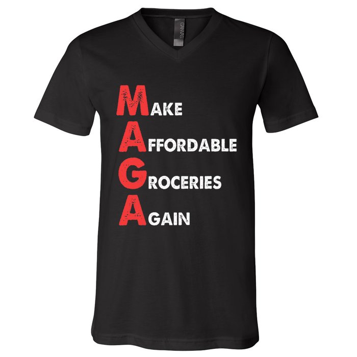 Make Affordable Groceries Again M.A.G.A Design V-Neck T-Shirt