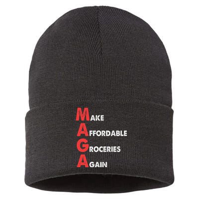 Make Affordable Groceries Again M.A.G.A Design Sustainable Knit Beanie