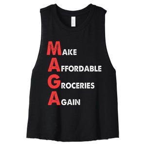 Make Affordable Groceries Again M.A.G.A Design Women's Racerback Cropped Tank