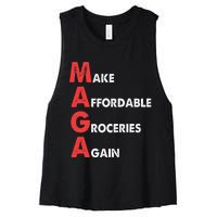 Make Affordable Groceries Again M.A.G.A Design Women's Racerback Cropped Tank