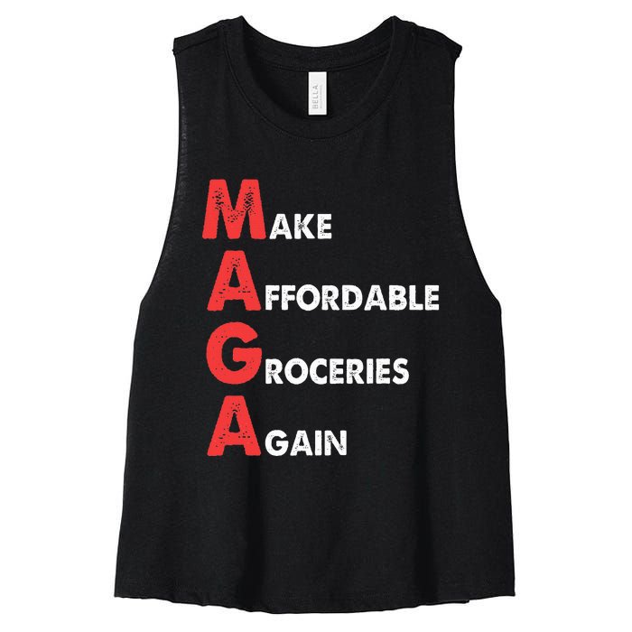 Make Affordable Groceries Again M.A.G.A Design Women's Racerback Cropped Tank