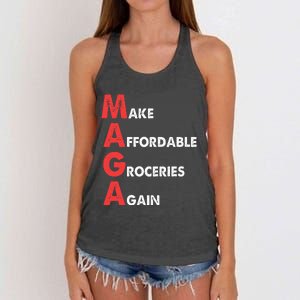 Make Affordable Groceries Again M.A.G.A Design Women's Knotted Racerback Tank