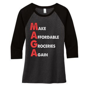 Make Affordable Groceries Again M.A.G.A Design Women's Tri-Blend 3/4-Sleeve Raglan Shirt