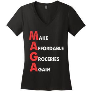 Make Affordable Groceries Again M.A.G.A Design Women's V-Neck T-Shirt