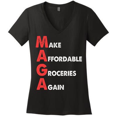 Make Affordable Groceries Again M.A.G.A Design Women's V-Neck T-Shirt