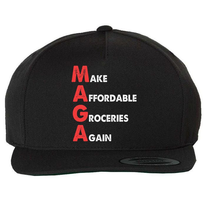 Make Affordable Groceries Again M.A.G.A Design Wool Snapback Cap