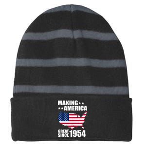 Making America Great Since 1954 Birthday Striped Beanie with Solid Band