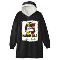 Maroon And Gold Vibes Only High School Football Game Day Hooded Wearable Blanket