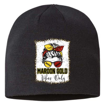 Maroon And Gold Vibes Only High School Football Game Day Sustainable Beanie