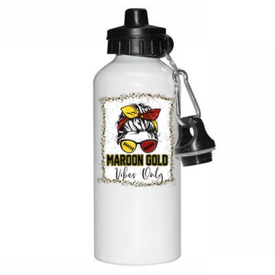 Maroon And Gold Vibes Only High School Football Game Day Aluminum Water Bottle 