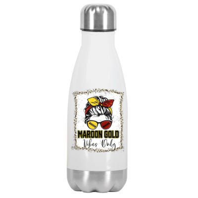 Maroon And Gold Vibes Only High School Football Game Day Stainless Steel Insulated Water Bottle