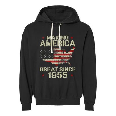 Making America Great Since 1955 Vintage Gifts 65th Birthday Garment-Dyed Fleece Hoodie