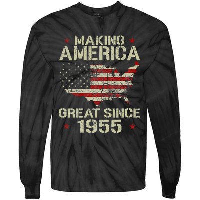 Making America Great Since 1955 Vintage Gifts 65th Birthday Tie-Dye Long Sleeve Shirt